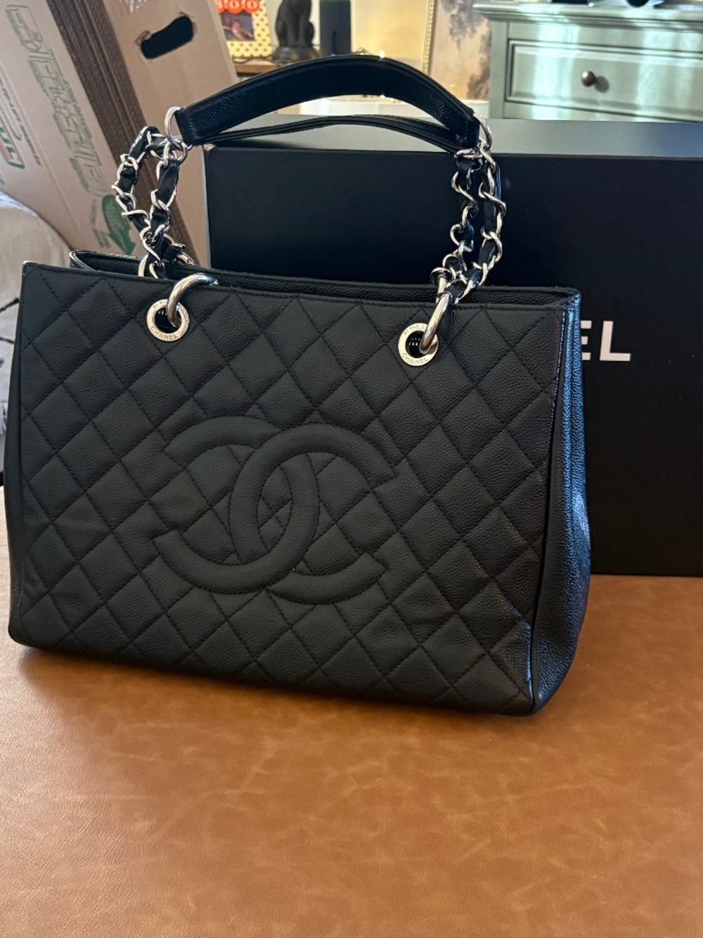 Chanel Quilted Shopping Tote